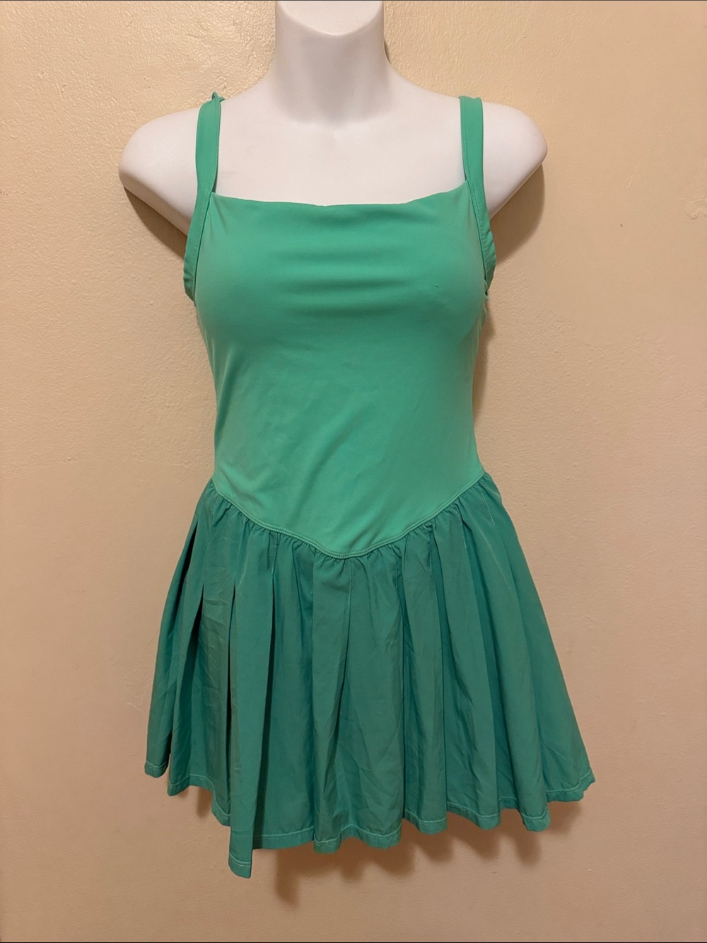 Mint Green Sleeveless Romper Dress with Square Neck